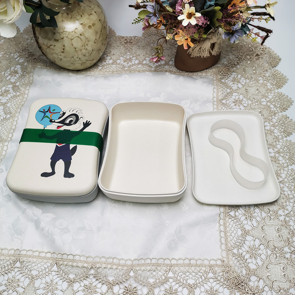 Prispôsobený farebný ekologický a biologicky odbúrateľný štvorcový Bento obedový box