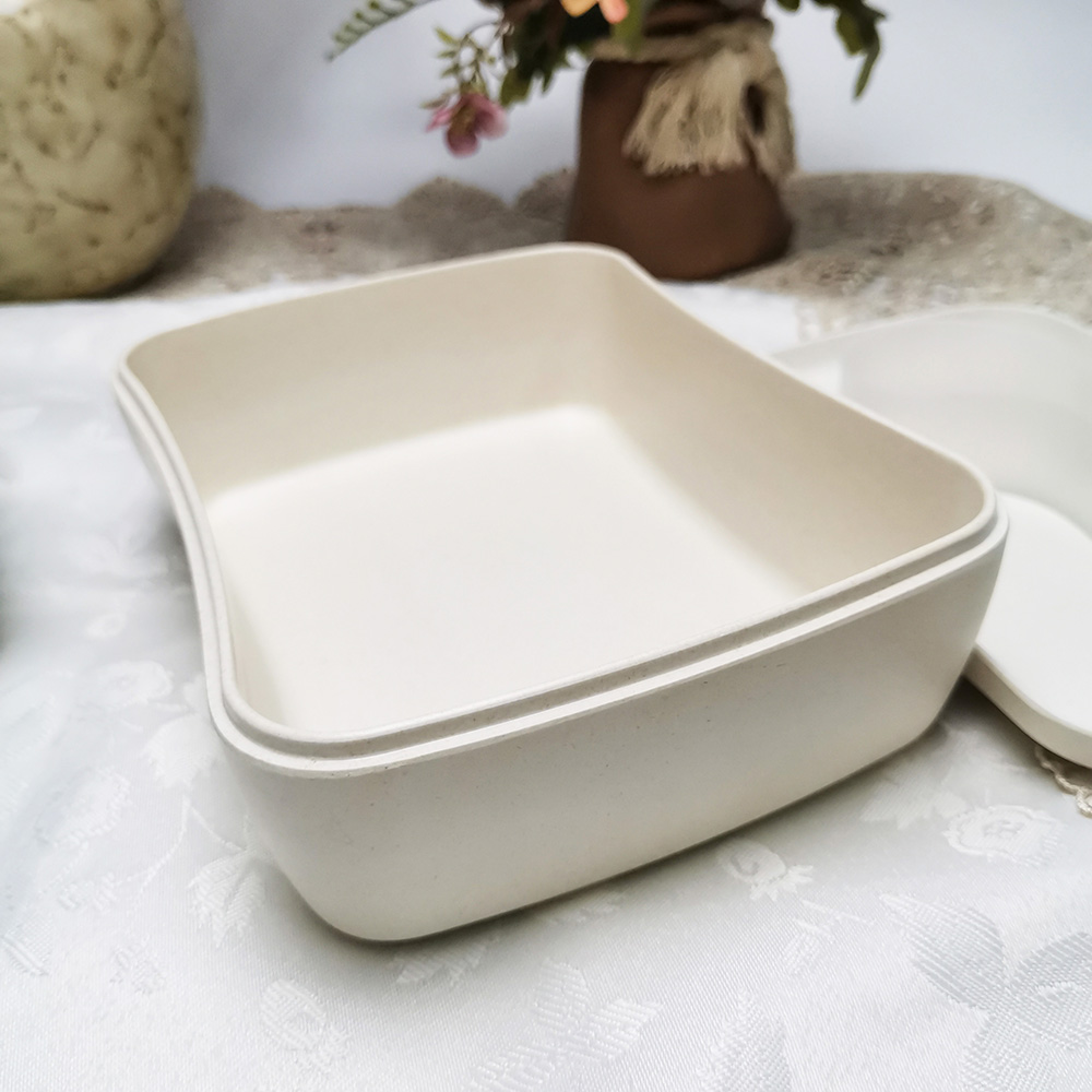 Prispôsobený farebný ekologický a biologicky odbúrateľný štvorcový Bento obedový box